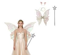 Monduelle Ensemble Costume D'Ailes Fée Kit Cosplay Papillon Scintillantes Or Taille unique
