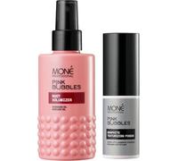 MONÉ Professional - Pack Volume Spécial Cheveux Foncés - Spray Racines Root Volumizer 150 ml + Poudre Densifiante Légèrement Scintillante 8 g - Texture Naturelle et Légère - Arôme Vanille