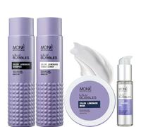 MONÉ PROFESSIONAL - Routine cheveux blonds ou décolorés - Set Shampooing + Aprés Shampooing (non violet) + Masque + Huile - Cheveux decolorés, blonds, clairs, gris