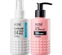 MONÉ PROFESSIONAL - Set Cheveux Bouclés & Soin 10-en-1 Sans Rinçage - Crème Définition Boucles 150 ml + Spray Kératine 150 ml - Hydratation, Protection Thermique, Anti-frisottis