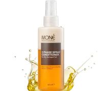 MONÉ Professional Spray Biphase Démêlant, Cheveux Secs et Abîmés, 150 ml | Agiter avant usage, les deux phases se séparent. Vaporiser sur cheveux humides uniquement, peigner. Convient aux bouclés.