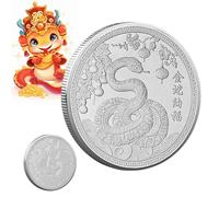 Moneda De Serpiente 2025 - Moneda De Serpiente De La Suerte Para El Año Nuevo Avec Diseño De Doble Cara | Moneda De Oro Del Año Chino De La Serpiente Para Coleccionar Monedas, Decoración Del Hogar