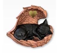 Monello Urne pour chat dans les ailes d'ange jusqu'à environ 15 kg - Poids de l'animal - Gravure personnalisée sur demande (noir cuivre)