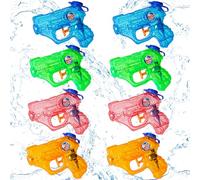 Monemey 8 PCS Pistolet à Eau pour Enfants, Mini Pistolets à Eau avec portée de 3-5 m, Multicolore Transparent Pistolet Eau, Pistolet Enfant, Garçons et Filles Cadeau pour Les Plein Air, Piscine, Plage