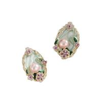 Monet Garden Pearl boucles d'oreilles, Vintage peinture à l'huile émail boucles d'oreilles, charmes de niche, femmes de vent léger cuit, French Wear up, Dating & Commuter foule.