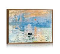 Monet Impression Lever du Soleil Tableau Decoration Murale Avec Cadre Paysage Marin au Soleil Reproduction Impression Sur Toile Abstrait Océan Affiche Peinture Decor Maison pour Salon Chambre 30X40cm