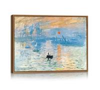 Monet Impression Lever du Soleil Tableau Decoration Murale Avec Cadre Paysage Marin au Soleil Reproduction Impression Sur Toile Abstrait Océan Affiche Peinture Decor Maison pour Salon Chambre 40X60cm