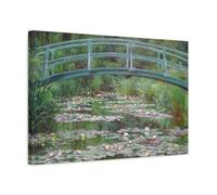 Monet Nymphéas Pont Japonais - Impression sur Toile Décoration Murale 60x40cm (Horizontal) / 3,175cm