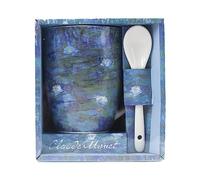 Enesco Mug cuillère Monet - Nymphéas - En céramique - Bleu - Hauteur 10.5 cm - Largeur 8.5 cm BLEU