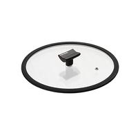 Moneta 0004124526 Couvercle plat, bord en silicone et bouton de louche, 26 cm, transparent et noir, 0004124526