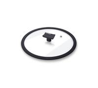 Moneta Aria Couvercle en Verre Trempé avec Rebord en Silicone, Compatible Lave-Vaisselle, 24 cm