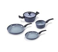 Moneta Aria Finegres Set de 5 poêles et casseroles pour induction, revêtement naturel et anti-adhésif, ensemble durable convenant à tous les feux, lavable au lave-vaisselle, Batterie de cuisine