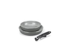 Moneta Melodia Finegres Minispace Set de Poêles à Frire 24-28 cm, revêtement naturel FineGres (pas de PFAS), également pour induction. 100% Made in Italy.