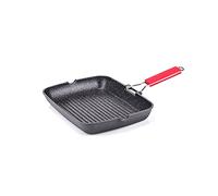 Moneta Pro Grill, Poêle Grill à Induction avec Poignée Pliante, Revêtement Antiadhésif et Anti-rayures, Poêle Adaptée à toutes les Cuisinières, Lavable au Lave-vaisselle, 24x34cm