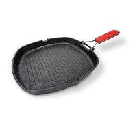 Moneta Pro Grill, Poêle Grill à Induction avec Poignée Pliante, Revêtement Antiadhésif et Anti-rayures, Poêle Adaptée à toutes les Cuisinières, Lavable au Lave-vaisselle, 28x28cm