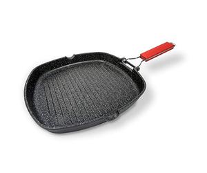 Moneta Pro Grill, Poêle Grill à Induction avec Poignée Pliante, Revêtement Antiadhésif et Anti-rayures, Poêle Adaptée à toutes les Cuisinières, Lavable au Lave-vaisselle, 28x28cm