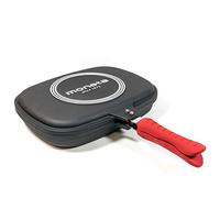 Moneta Pro Grill, Poêle Grill à Induction Double Face avec Poignée, Revêtement Antiadhésif, Anti-rayures, Poêle Adaptée à la plupart des cuisinières, Lavable au Lave-vaisselle, 32x34cm