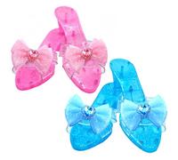 Monetais 2 Paires de Chaussures de Princesse, Chaussures Jeu rôle à Talons Hauts, antidérapantes, Portables, pour Faire Semblant Jouer, Talons en Cristal pour Le Costume Jour Personnage d'éco