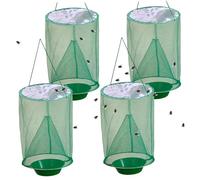 Monetais Attrape-Mouches 4 pièces piège à Mouches Suspendu réutilisable étanche Protection UV pièges à Mailles Fines pour Restaurant de Jardin extérieur, sans appât, Film PO