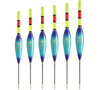 Monetais Bobbers de pêche éclairés par LED, avec détection de Changement Couleur et Anneau en cuivre pour la Nuit, 6 pièces