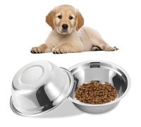 Monetais Bols pour Chiens en Acier Inoxydable, 2 pièces, Surface Miroir de 8 Pouces, Bol de Nourriture pour Chien Facile à Laver pour l'eau/Les friandises/la Viande à la Maison