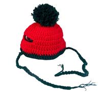 Monetais Bonnet pour Chien en Tricot Chaud et Doux avec Pompons et Trous d'oreille, Accessoires de Vacances Mignons réglables pour Petit Animal de Compagnie, Rouge