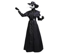 Monetais Costume de docteur de la peste avec chapeau, masque, gants, robe, ceinture, capuche
