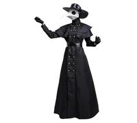 Monetais Costume de docteur de la peste avec chapeau, masque, gants, robe, ceinture, capuche