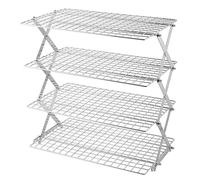 Monetais Grilles de Refroidissement Pliables pour la Cuisson Grille de Refroidissement Cuisson en Fer Creux à 4 Niveaux avec espacement réglable Support à Biscuits en Forme X pour tartes, crêpes