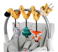 Monetais Jouet de siège de Voiture en Spirale pour Berceau et siège d'auto - Jouets Berceau en Forme Girafe Douce à Suspendre avec hochet, Jouets Poussette Extensibles pour Nouveau-nés, Jeu sensori