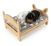 Monetais Lit en Bois pour Petit Animal Mignon avec Couverture Douce 2 en 1 Amovible pour cochons d'Inde, Chinchillas, Lapins, Chatons, hérissons, Cochon d'Inde