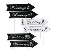 Monetais Lot de 6 Panneaux de stationnement directionnels Mariage avec piquets, imprimés Double Face en et Blanc pour Mariage, Panneau signalisation directionnel extérieur, décoration pour cérémoni