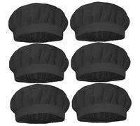 Monetais Lot de 6 toques de Chef, Toque Chef Noire, Bonnet Service Alimentaire avec Dessus en Maille Respirante, Bonnet Bouffant réutilisable et Lavable pour Chapeaux Cuisine pour Femmes