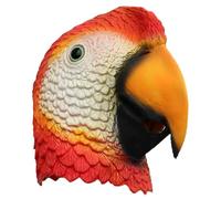 Monetais Masque d'oiseau masque de perroquet rouge Costume de perroquet réaliste Latex Animal tête d'oiseau Costume fête 'halloween pour adultes et enfants