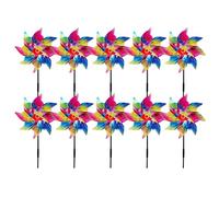 Monetais Moulinet à Vent de Jardin holographique Arc-en-Ciel, 10 pièces, piquets de Jardin légers et Polyvalents décoratifs, Moulinet à Vent 9, 45 × 19, 69 Pouces