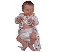Monetais Poupée réaliste de 20 Pouces avec vêtements et Couches, Visage endormi, Yeux fermés, Corps en Coton et Silicone pour Filles