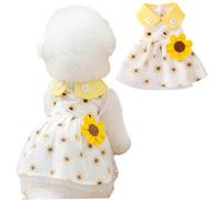 Monetais Robe pour Chien, Douce et Respirante, Jolie Robe pour Chiot Tournesol 3D, élégante Jupe Princesse en Dentelle Florale pour Chien, pour Animal de Compagnie pesant 5 à 8 Livres