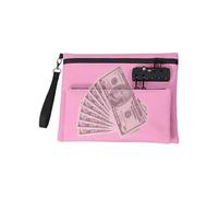 Money Bag with Lock, Zippered Double Layer Portable Waterproof Credit Card Pouch for Camping School Hospital Car Boat Hotel Bank Travel Home Beach, Multicolor Design, 20x12x4cm