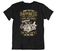 Money Can't Buy Happiness TeeGun Handgun Army Happy Short Sleeve T-Shirt New