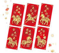Money Envelopes - Red New Year, Paper Packet Set, 2026 Auspicious Symbol, Golden Horse Print Cash Holder, Winter Festival Accessory, Small Scarlet Wrap For Adult Family Friend Birthday