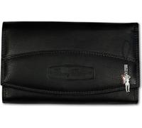 Money Maker en cuir véritable pour femme noir protection RFID 16x2.5x9.5cm OPJ719S