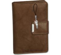 Money Maker Porte-monnaie en cuir véritable pour femme brun 13x3x9cm - pendentif fée inclus D2OPJ701C