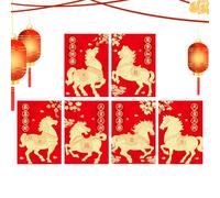 Money Packets - Lunar Festival Decor for Prosperity | Red Chinese Envelopes with Horse Design, Hot Stamping Print, Pocket Gift Holder, Birthday Celebration Accent, Winter Holiday Charm