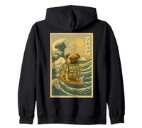 Money Puggy Great Wave Off Kanagawa - Chien Carlin Brainrot Meme Sweat à Capuche