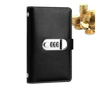 Money Saving Book - A6 Leather Cover Combination Lock, Money Saver Binder Savings Challenges Book For Budget Bill Financial Payment Home Apartment Dorm Office School Travel Outdoor