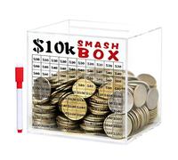 Money Saving Box - Acrylique, 4,72 x 4,72 x 4,72 po Savings Challenge Box Transparent | Grande capacité Piggy Bank, Save Money Boxs for Kids, Adultes, Study Room, Bedroom, Living Room, Office