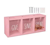 Money Saving Box for Kids - Wooden Wall Mount Coin Organizer, Clear Window