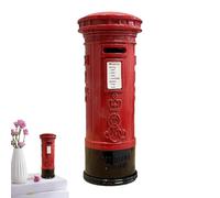 Money Saving Box for Men, Red Mailbox Saving Bank, Retro Metal Saving