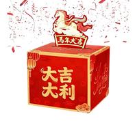 Money Train Box Spring Festival - Caisse festive de 12,7 cm | Coffret cadeau créatif du Nouvel An - papier 200 g avec motif de l'année du cheval pour dessiner et offrir des billets de banque pour la f