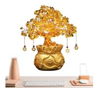 Money Tree - Pot de fleurs en de citrine | Décoration d'arbres en pierres précieuses chinoises, énergie de richesse, utilisation dans les magasins et bureaux pour stimuler la prospérité, ex